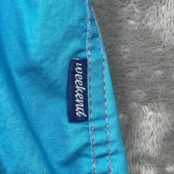 Chubbies 1/4 button up Pullover Pink & Blue Retro Striped Short Sleeve Mens XL - Picture 3 of 7